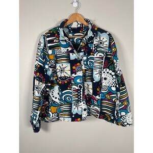 Parsley & Sage Button Down Jacket Size XL Art to Wear Artsy Long Sleeve Indie